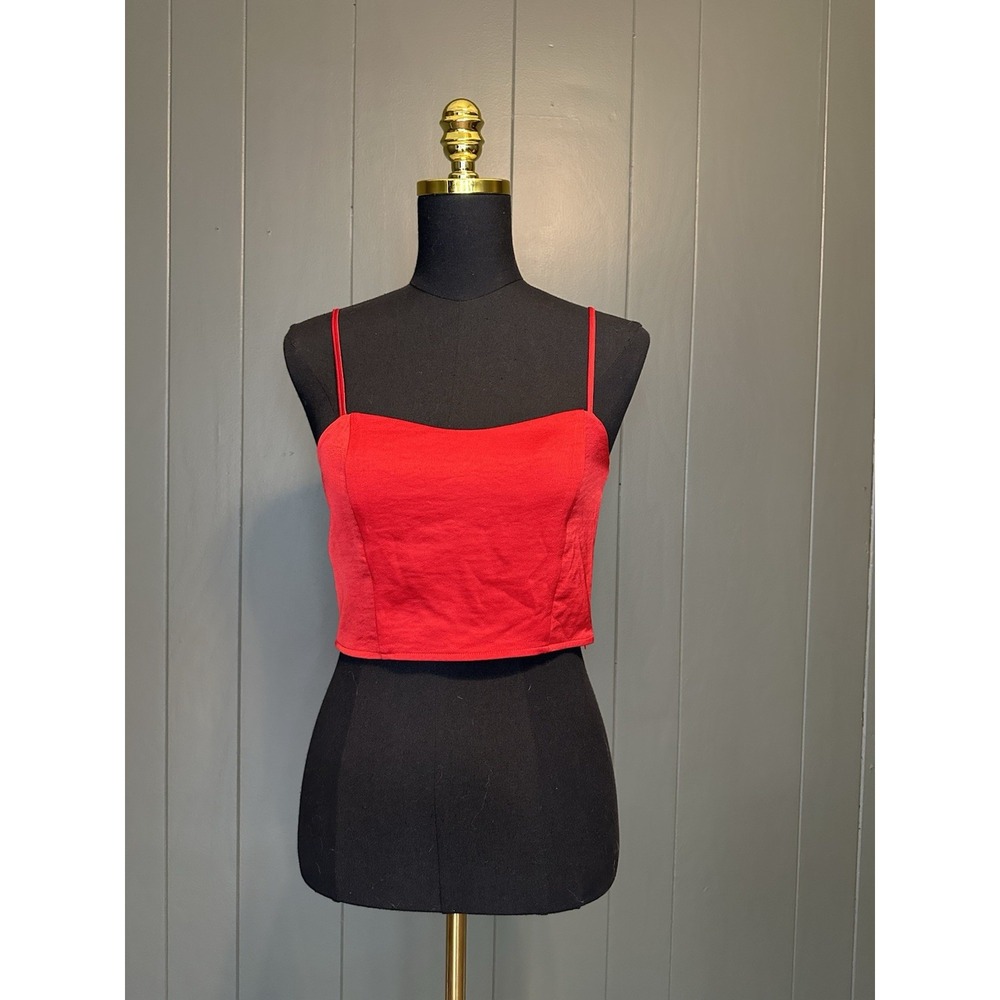 Express Red Cropped Tank Top Side Zip XS Extra Small